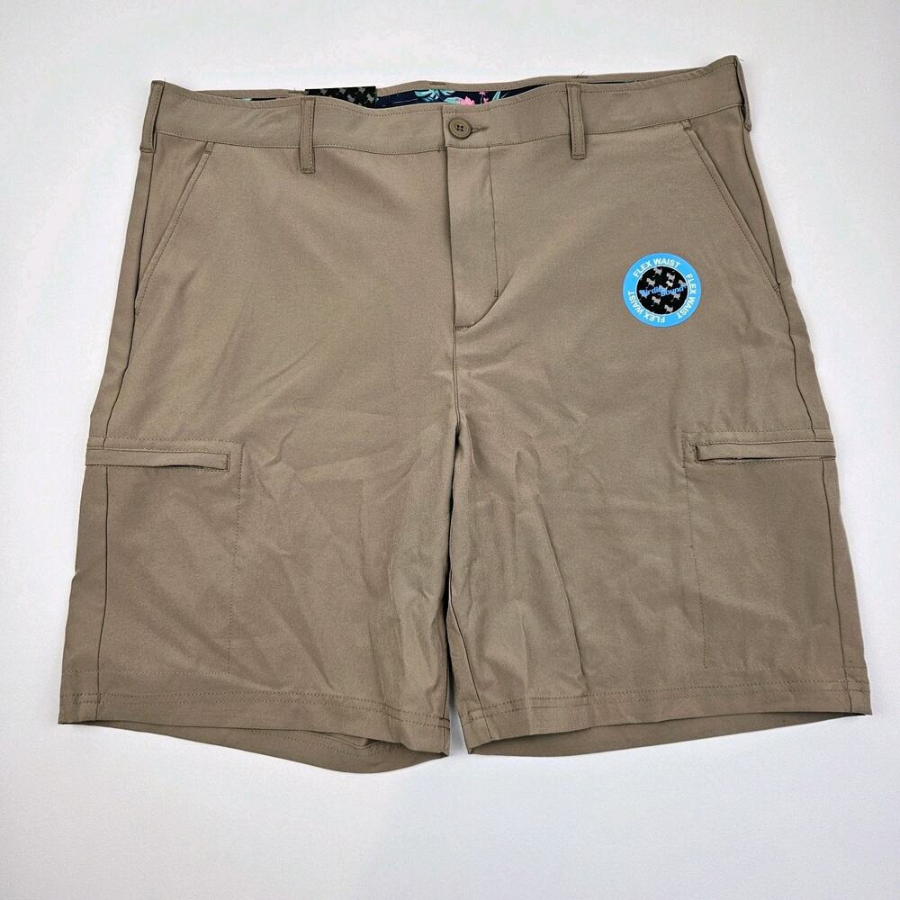 Birdie Bound‎ Cargo Golf Shorts Men's 40 x9" Inseam Khaki Flex Waist Stretch